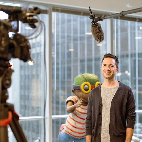 Instagram photo of Chris, Senior Product Manager, behind the scenes of our Meet Team Sprout video shoot. Click to view the Instagram post.