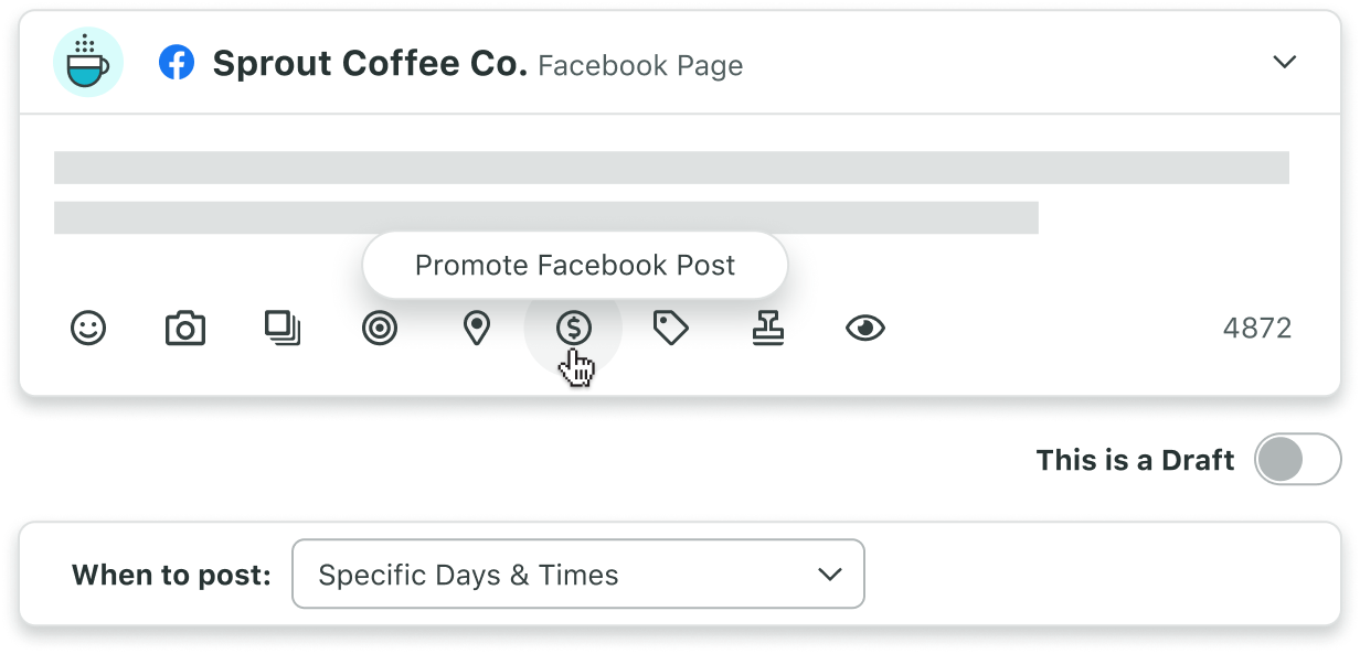 Maximize your content’s reach by promoting Facebook posts straight from Sprout’s Compose window.